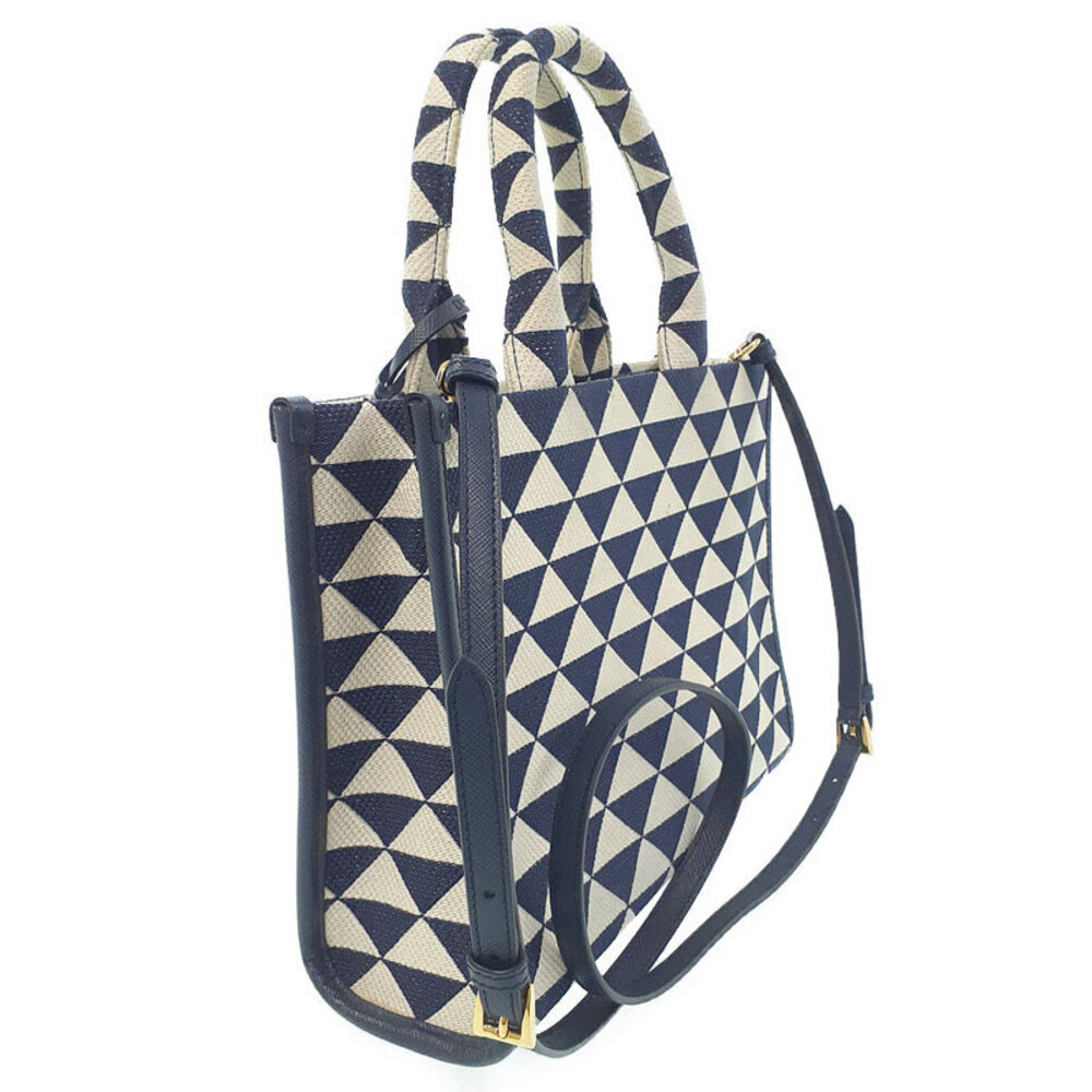 Prada Symbole embroidered tote bag white geometric Black - Picture 2 of 9